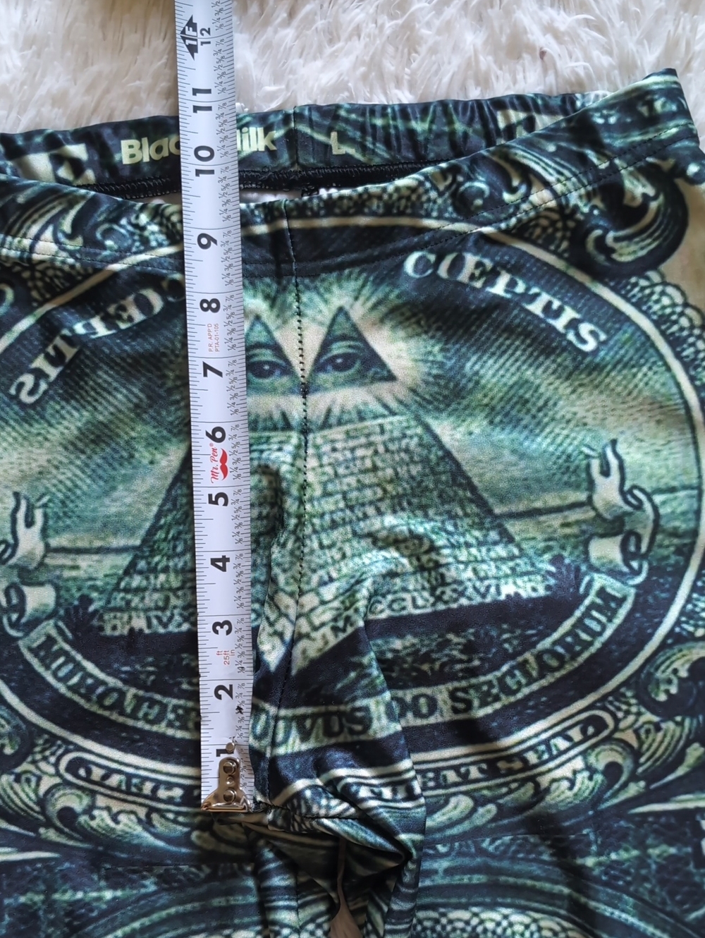Blackmilk Old School The Dollar Green Illuminati Themed Leggings Size Large - Picture 12 of 13